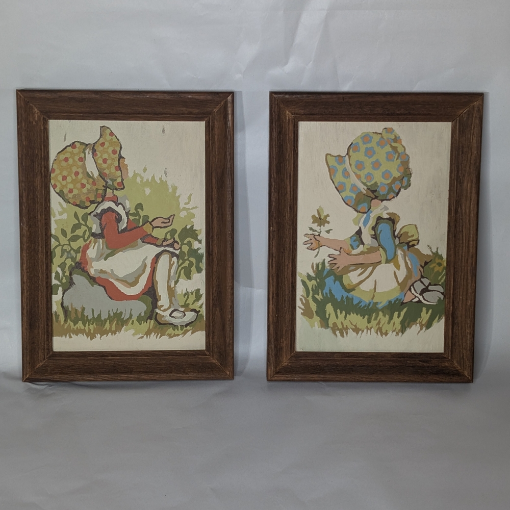Vintage Framed Holly Hobby Completed Paint By Numbers Paintings